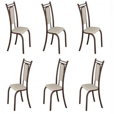 Imagem de Conjunto com 6 Cadeiras Paris Marrom Assento Creme Teixeira