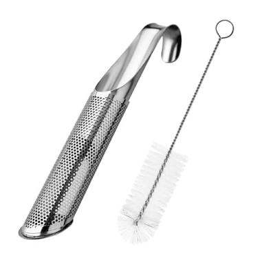Imagem de ＫＬＫＣＭＳ Vara infusor de chá filtro de chá de aço inoxidável funil de chá filtro com escova para bules de hotel cozinha leite loja de chá copo