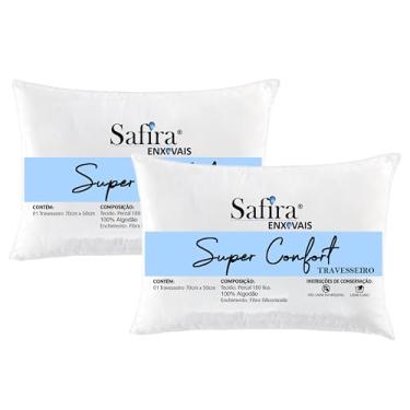 Imagem de Kit Com 02 Travesseiro Percal 180 Fios Algodão Fibra Siliconada Extra Macio Antialergico 50x70cm