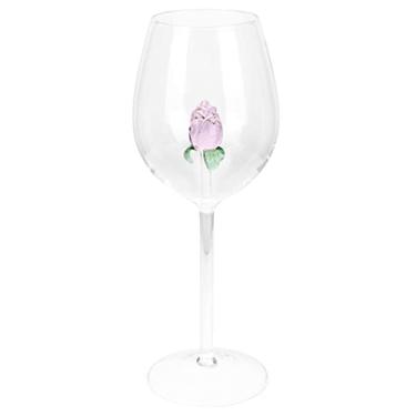 Imagem de Red Wine Glass Rose Wine Glass Clear Crystal Glass Goblets Champagne Flute Rose Flower Goblet Beverage Glass Flower Drinkware for Wedding Party Birthday Celebrating(26x11cm)