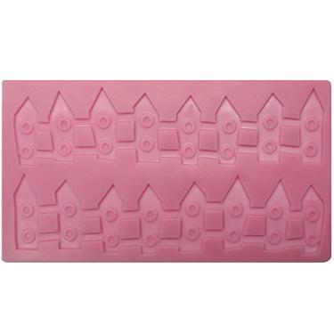 Imagem de Grande Jardim Madeira Piquete Cerca Borda - Molde de Doces de Silicone para Cobertura de Renda em Relevo/Tapete de Cupcake, 2 linhas, 22,5 x 12 x 0,3 cm