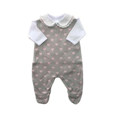 Imagem de Macacão Bebê Infantil em Linha Tricot com Body Love Melhor Conforto (Cinza com rosa)