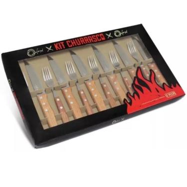 Imagem de Faqueiro Jogo Churrasco Faca Carne Garfo 12 Pçs Oxford