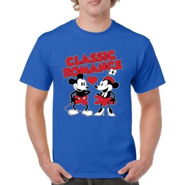 Imagem de Camiseta masculina Steamboat Willie Classic Romance Cute Cartoon Mouse Love Relationship Heart Valentine's Day, Azul, 5G