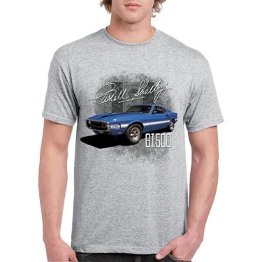 Imagem de Camiseta masculina Cobra Shelby azul vintage GT500 American Racing Mustang Muscle Car Performance Powered by Ford, Cinza, G