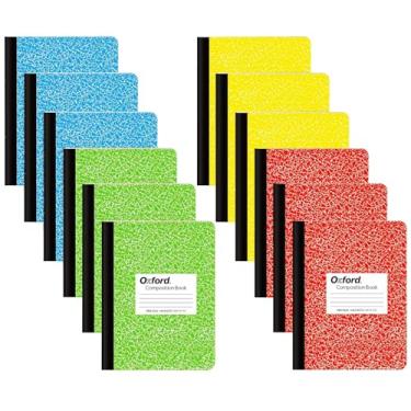 Imagem de Oxford Cadernos de composição - Papel pautado largo para caderno de composição - 24 cm x 19 cm - Capas de mármore sortidas - 100 folhas - pacote com 12