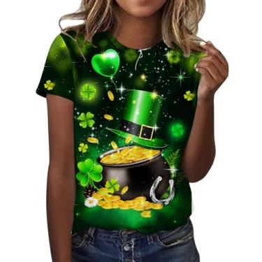 Imagem de Camisetas femininas do Dia de São Patrício Shamrock Lucky camisetas verdes túnica tops festivos irlandeses, Bronze, P