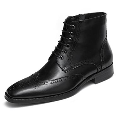 Imagem de GIFENNSE Botas masculinas masculinas Chukka botas formais Chelsea botas masculinas de couro botas Oxford para homens, Preto, 43