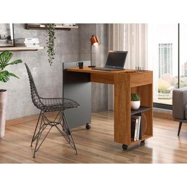 Imagem de Escrivaninha Office Alessa Módulo 2 Amêndoa/Chumbo - Lukaliam