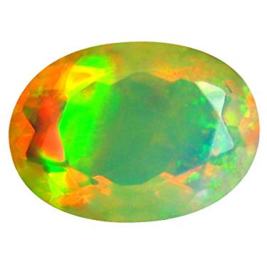 Imagem de 2,06 ct AAA+ Qualidade da pedra preciosa corte oval (11 x 8 mm) opala arco-íris não aquecida genuína e extraída da pedra preciosa solta da Terra