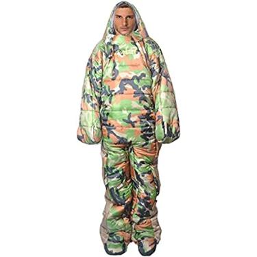 Imagem de Saco de dormir múmia Saco de dormir humanóide, saco de dormir de acampamento portátil para adultos Jaqueta com pés e mangas, saco de dormir portátil ultraleve, quente à prova de vento, E, XL