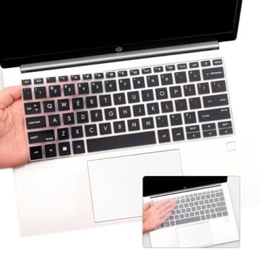 Imagem de Pacote com 2 capas de teclado para HP EliteBook 830 835 840 845 1040 G9 G10 13.3 35.6 cm capa protetora de teclado (não serve para 830 840 845 1040 G8 G7 G6 G5 G4 G 3) (preto + transparente)