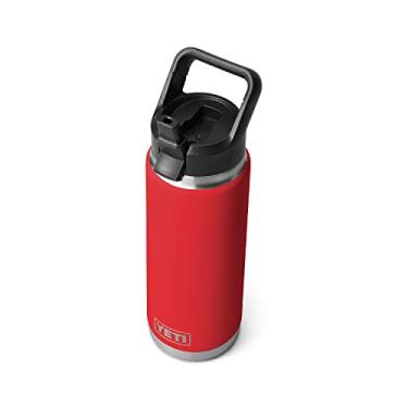 Imagem de YETI Garrafa Rambler de 737 ml, isolada a vácuo, aço inoxidável com tampa de canudo, vermelho resgate