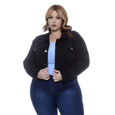 Imagem de Jaqueta Jeans Feminina  Plus Size Cropped Lavanda e Alecrim-Feminino