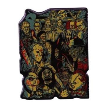 Imagem de Freddy Nightmare Elm Street Jason Friday 13th Chucky Halloween Michael Myers It Pennywise Saw Jigsaw Filme de terror 3,5 cm Emblema de pino esmaltado, 1.4 Inches, Esmalte, Esmalte