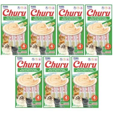 Imagem de Kit 07 Churu Petisco Para Gatos Vários Sabores Escolher Inaba - 28 Tubetes (Kit 7 unid. (28 Tubetes), Atum com Frango)