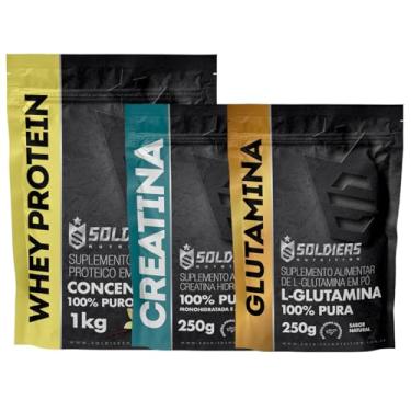 Imagem de Kit: Whey Concentrado 1kg + Creatina Monohidratada 250g + Glutamina 250g - 100% Importado - Soldiers Nutrition Sabor:Bau