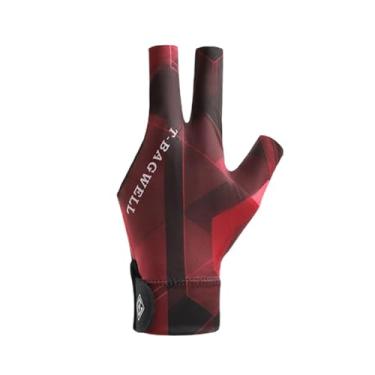 Imagem de Tachiuwa Luvas de bilhar, luvas para taco de sinuca, mão esquerda, luva de três dedos para sinuca, Preto e vermelho