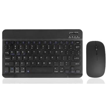 Imagem de Teclado e mouse sem fio, ultrafino, recarregável, teclado Bluetooth e mouse, fofo, pequeno, compacto, Bluetooth, teclado e mouse para iPad, tablet, iPhone, smartphone, Android, Windows, iOS