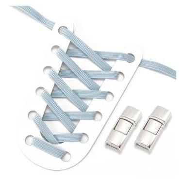 Imagem de No Tie Shoe Laces Men And Women Sneakers Metal Lock Lazy People Shoelace Elastic Shoelaces Shoe Accessories(Light blue)