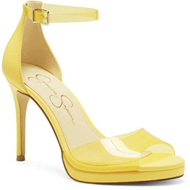 Imagem de Jessica Simpson Sandália feminina salto alto peep toe Daisile, Buttercup, 5.5
