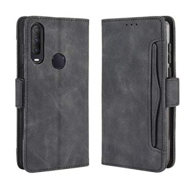 Imagem de Capa com compartimento para cartão para Alcatel 1SE 2020, capa flip carteira de couro para Alcatel 1SE 2020, capa magnética retrô para celular, capa carteira com compartimentos para cartões