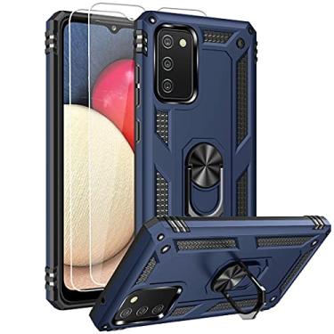 Imagem de Capa para Samsung A02s, capa para Galaxy A02s com protetor de tela HD, anel de nível militar Androgate, suporte para carro, 4,5 m de queda, à prova de choque, capa para celular para Samsung Galaxy A02s, azul