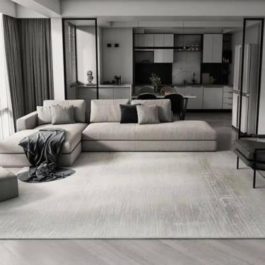 Imagem de Tapete cinza claro de luxo moderno para decoração de sala de estar, carpetes para corredor, escritório, tapete grande para quarto, cabeceira, E, 300x400cm 118x157 pol.