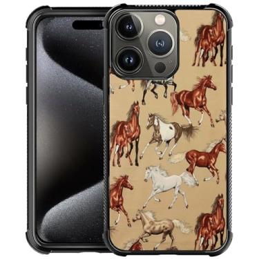 Imagem de TAMEFOX Capa compatível com iPhone 16 Pro, cavalos galopantes, capa para iPhone 16 Pro, quatro cantos, com para-choque, antiderrapante, antiqueda, capa protetora para iPhone 16 Pro