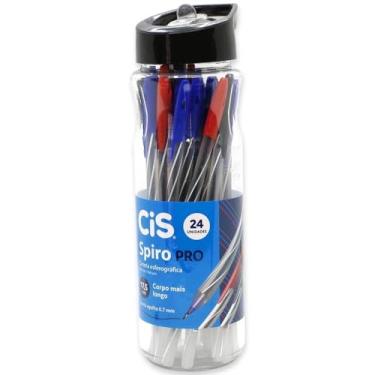 Imagem de CIS Spiro Pro Caneta Esferográfica 0.7mm, Multicor, Pote com 24 Unidades