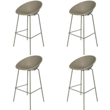 Imagem de Kit 4 Banquetas Drops Rivatti em Polipropileno Fendi Base Desmontável Aço Fendi