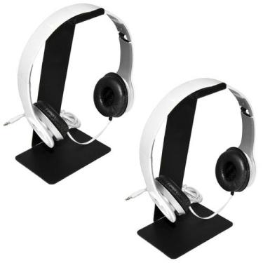 Imagem de Suporte Apoiador De Fone De Ouvido Headphone Headset Em Aço Portátil -