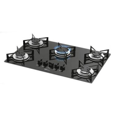 Imagem de Fogao cooktop fischer 5q gas mesa vidro preto, Preto, Bivolt