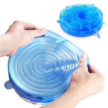 Imagem de Tampa Silicone Reutilizável Kit com 6 Para Potes Panela Flexível Ajust