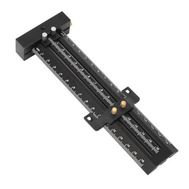 Imagem de Régua Quadrada T, Posição de Ponteiro Duplo de Bloco de Limite Ajustável, Agulha de Aço de Marcação Telescópica Tipo Botão, Escala Transparente, Material de Liga de Alumínio,