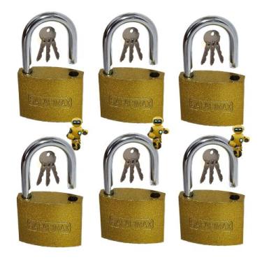 Imagem de Kit 6 Cadeados 30mm Reforçado Para Portão Corrente Vitrine Armario Cha