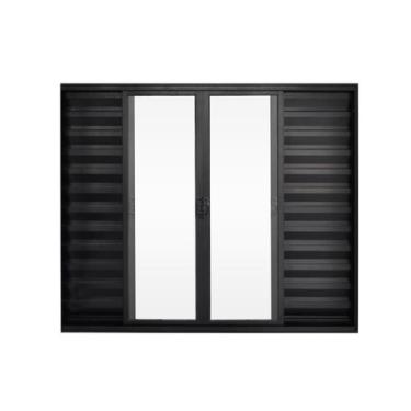 Imagem de Veneziana de Correr 6 Folhas S/Grade Alumínio Preto 1.00 X 1.20 Linha 