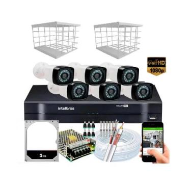 Imagem de Kit 6 Câmeras + DVR Intelbras + Câmeras Full HD 1080p 20m Infra + Aces