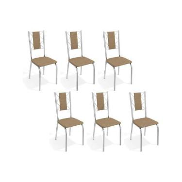 Imagem de Cadeiras de Cozinha Lisboa C076 Kit 6 Un Cromada - Assento Capuccino 3