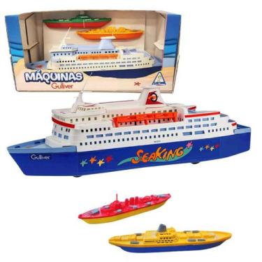 Imagem de Kit Navio Transatlântico + 2 Barcos Frota Naval Coleção Máquinas Gulli