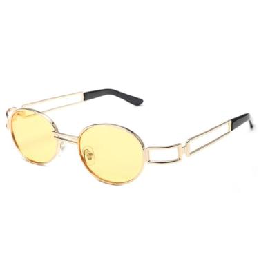 Imagem de JRLLFD Óculos de sol steampunk lentes transparentes óculos gótico vermelho vintage redondo óculos masculino feminino óculos UV400,7, tamanho único