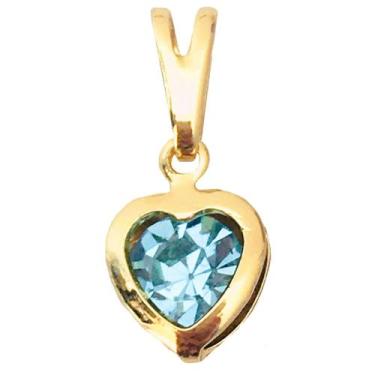 Imagem de Pingente Feminino Coração Azul em Zircônia Cravejada Banhado a Ouro 18