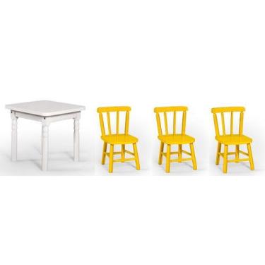 Imagem de Conjunto Infantil 60x60 Com 3 Cadeiras - Amarela - JM Móveis