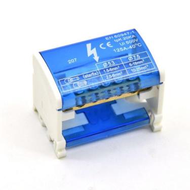 Imagem de Bloco de Distribuição Modular 2 Barramentos de 7 Furos 125a para Trilh