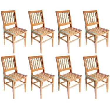 Imagem de Kit 8 Cadeiras Conforto Madeira Maciça de Demolição Peroba Rosa Patina