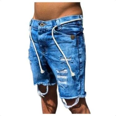 Imagem de Bermuda Masculina Jeans Verão Short Destroyed Qualidade Top - lojaaqui