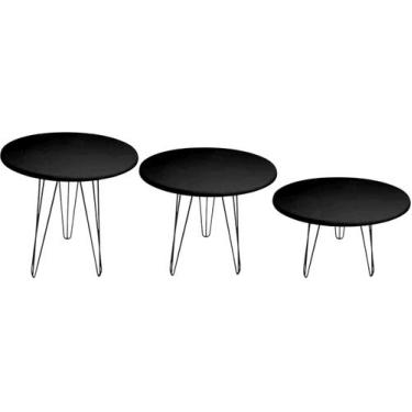 Imagem de Kit 3 Mesas Yumi 45cm Hairpin 1/4 Triplo 60cm 50cm 30cm - Jthome, Pret