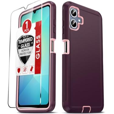 Imagem de LeYi Capa compatível com Samsung Galaxy A06: 【Não serve para A05】 Protetor de tela de vidro temperado, capa resistente 3 em 1, capa robusta de grau militar, à prova de choque, Android para AO6 A 06