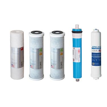 Imagem de APEC Water Systems Filter-MAX45 US Made 50 GPD Conjunto completo de substituição para sistema de filtro de água de osmose reversa da série Ultimate Fase 1-5, 25 cm, branco