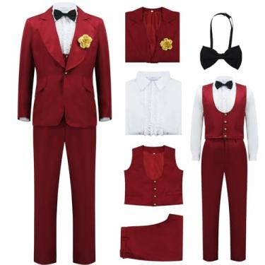 Imagem de Tvnxdgl Betelgeuse Fantasia masculina de casamento vermelho fantasia de casamento fantasia de Halloween Beetle filme cosplay uniforme conjunto blazer, Vermelho 2, P